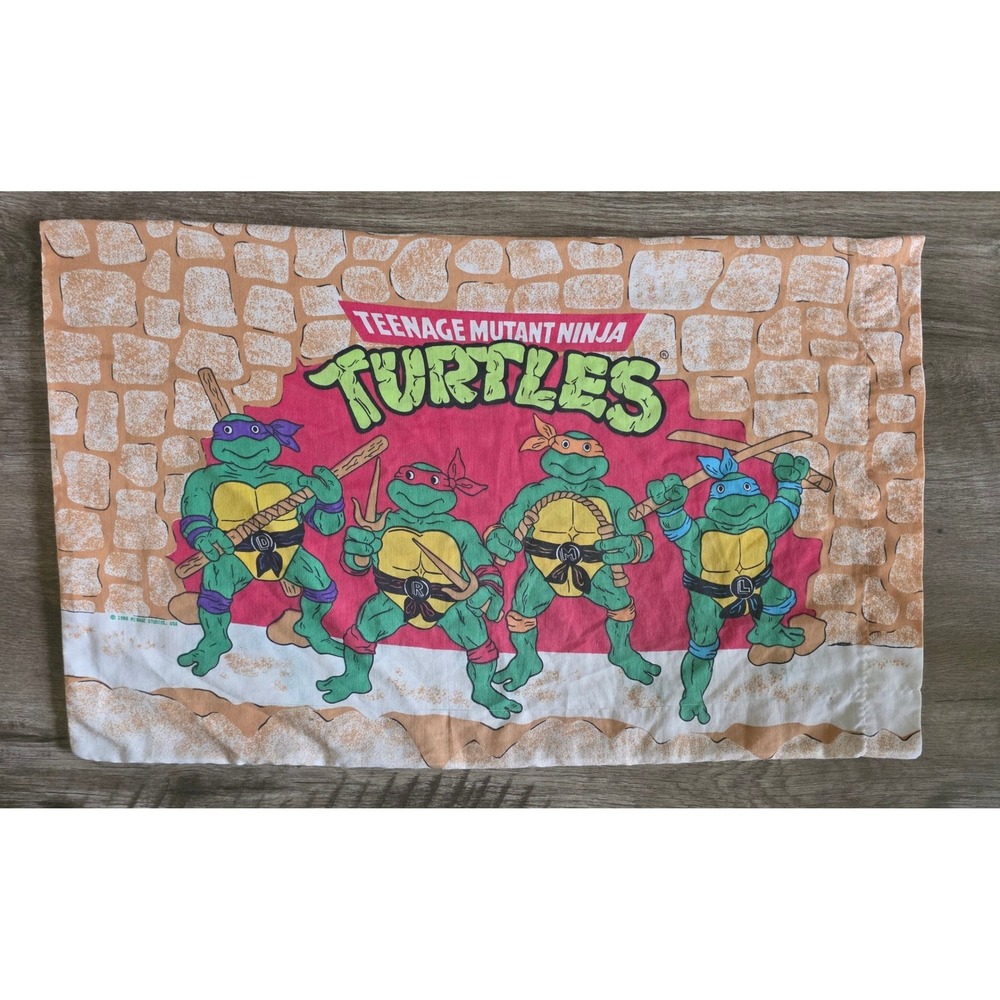 Vintage 1988 Teenage Mutant Ninja Turtles TMNT Double Sided Pillowcase Mirage